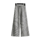 Modern Gray Knit Wide-Leg Pants with Metallic Swirl Print