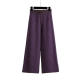 Elegant Purple Argyle Knit Wide-Leg Pants