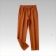 Women's Casual Solid Color Straight Leg Pants - Caramel Elastic Waist Soft Knit Trousers