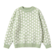 Light Green & White Daisy Pattern Fuzzy Knit Pullover