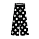Retro Black & White Polka Dot Knit Wide-Leg Pants