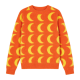 Orange & Yellow Moon Pattern Fuzzy Knit Pullover