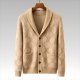 Custom All-cashmere Sweater Cardigan - Camel Thick Double-zipper Winter 100% Cashmere Loose Casual Jacket